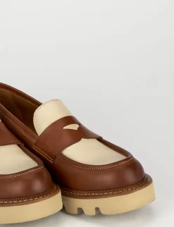 Mocassino tacco 1 cm marrone pelle