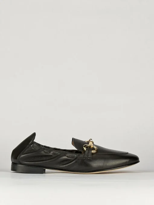 Mocassino tacco 1 cm nero pelle