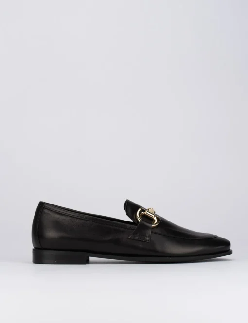Mocassino tacco 1 cm nero pelle