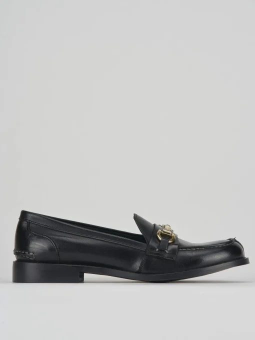 Mocassino tacco 2 cm nero pelle