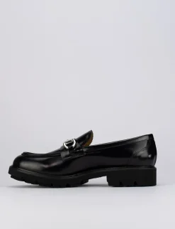 Mocassino tacco 1 cm nero pelle