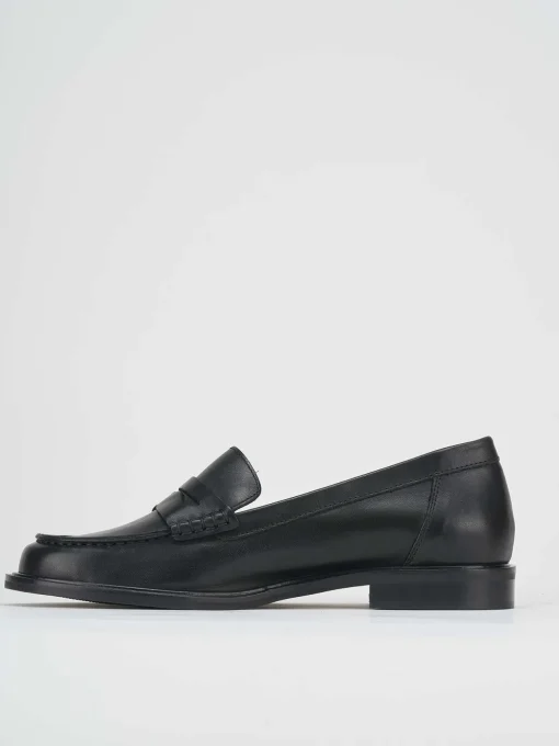 Mocassino tacco 1 cm nero pelle