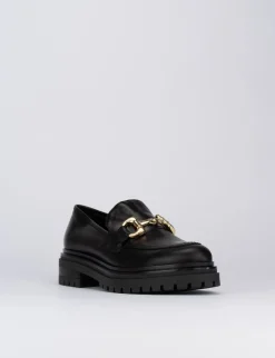 Mocassino tacco 1 cm nero pelle