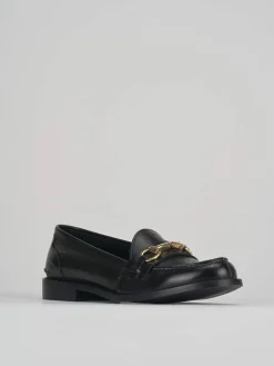Mocassino tacco 2 cm nero pelle
