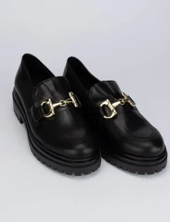 Mocassino tacco 1 cm nero pelle