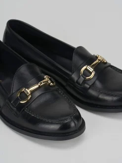 Mocassino tacco 2 cm nero pelle