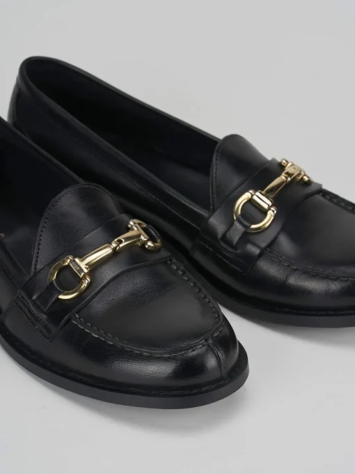 Mocassino tacco 2 cm nero pelle