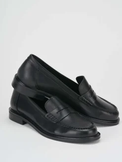 Mocassino tacco 1 cm nero pelle
