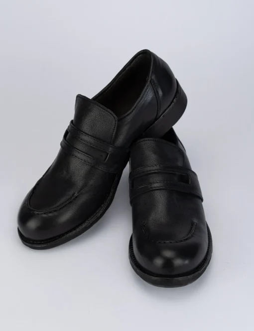Mocassino tacco 1 cm nero pelle