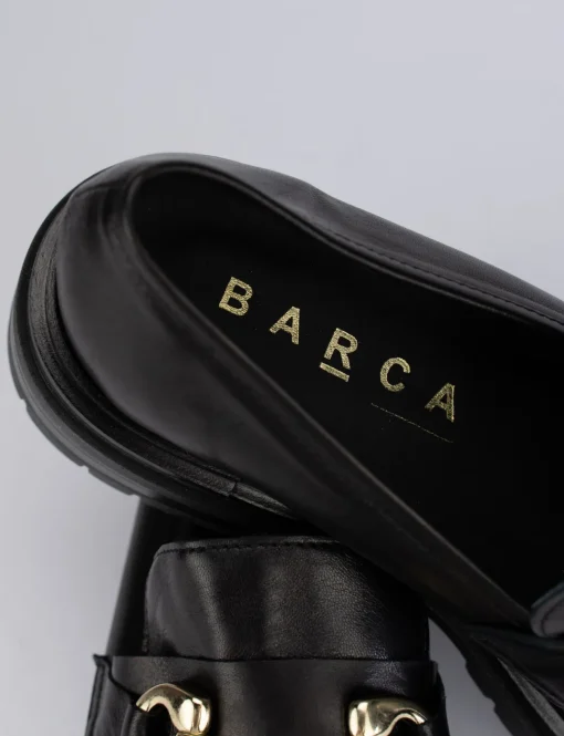 Mocassino tacco 1 cm nero pelle