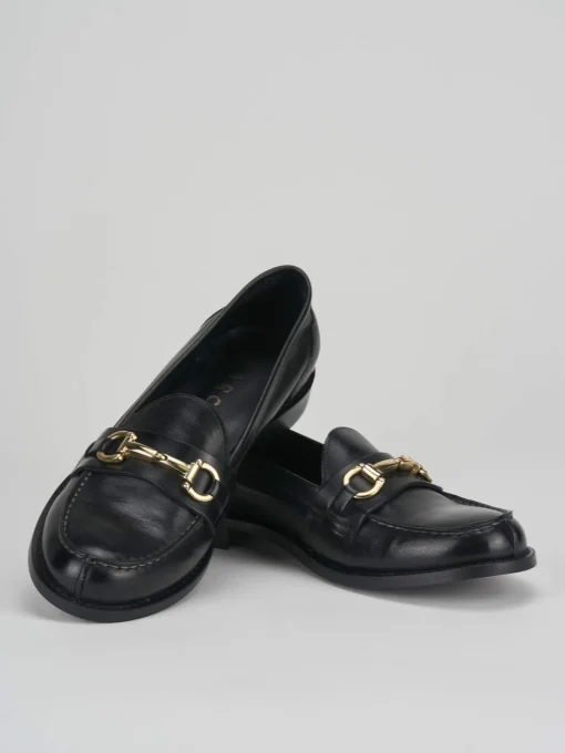 Mocassino tacco 2 cm nero pelle