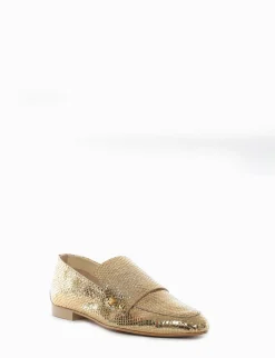 Mocassino tacco 1 cm oro