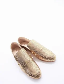 Mocassino tacco 1 cm oro