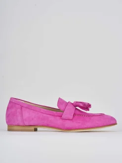 Mocassino tacco 1 cm rosa camoscio