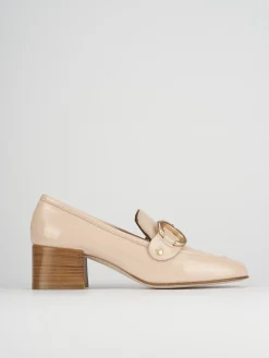 Mocassino tacco 6 cm rosa pelle