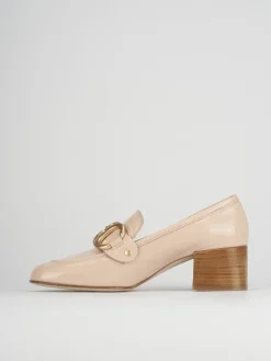 Mocassino tacco 6 cm rosa pelle