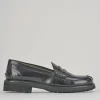 Mocassino tacco 1cm nero pelle