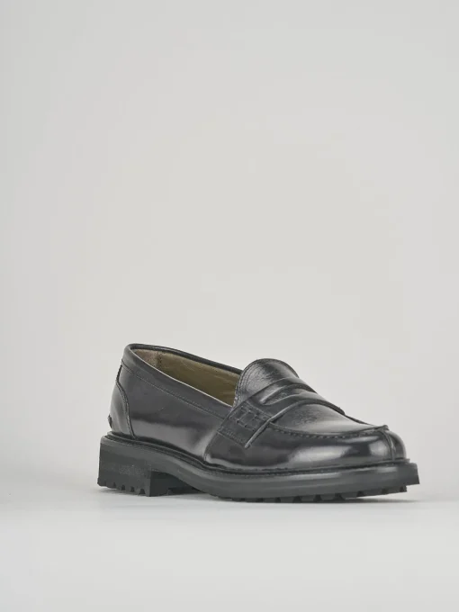 Mocassino tacco 1cm nero pelle