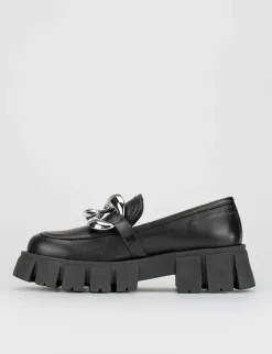 Mocassino tacco 1cm nero pelle