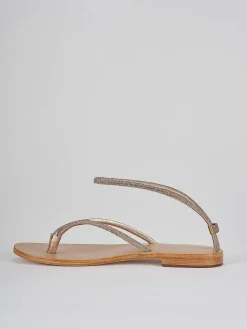 Sandali infradito tacco 1 cm oro pelle