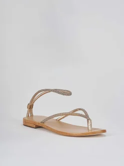 Sandali infradito tacco 1 cm oro pelle