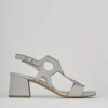 Sandali tacco 5 cm argento glitter