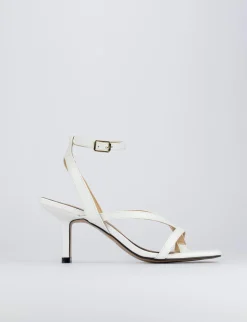 Sandali tacco 5 cm bianco pelle