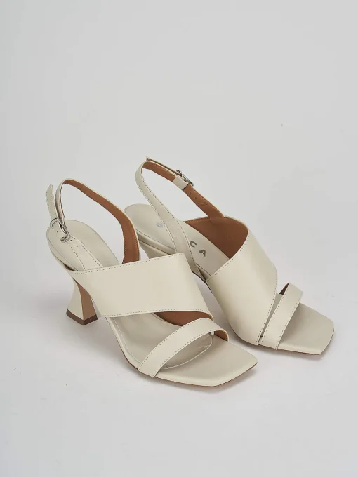 Sandali tacco 7 cm bianco pelle