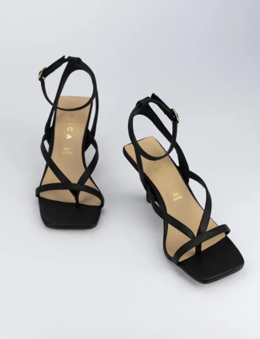 Sandali tacco 5 cm nero pelle