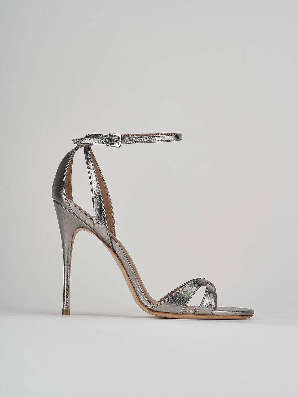 Sandali tacco 11cm pelle argento