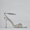 Sandali tacco 9cm pelle argento