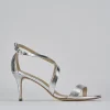 Sandali tacco 7cm pelle argento