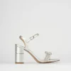 Sandali tacco 8cm pelle argento