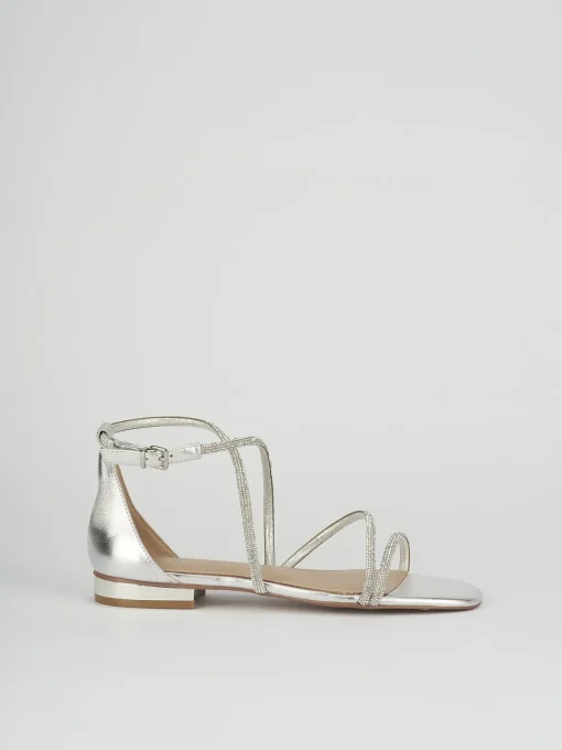 Sandali tacco 1cm pelle argento