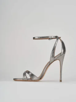 Sandali tacco 11cm pelle argento