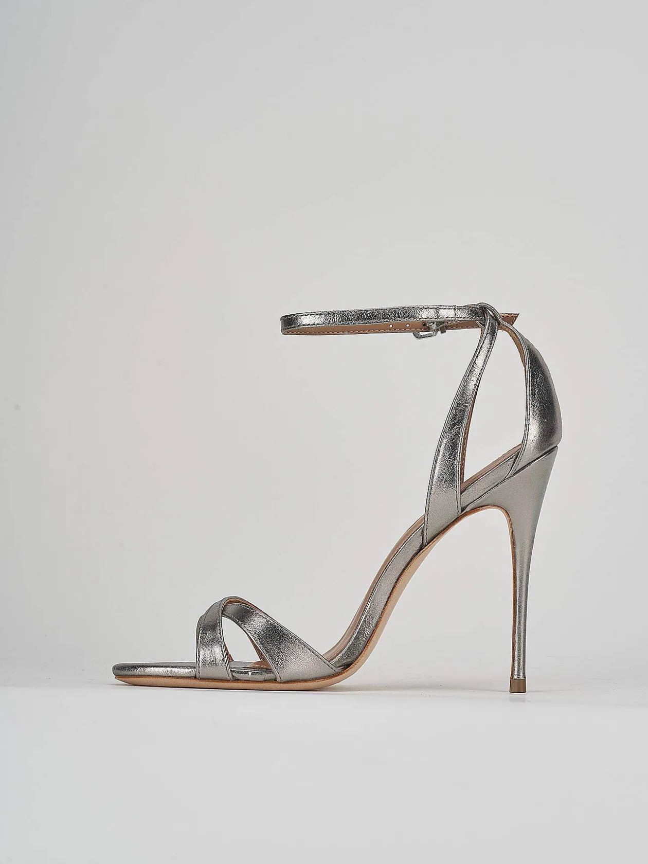 Sandali tacco 11cm pelle argento