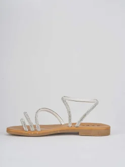 Sandali tacco 1cm pelle argento