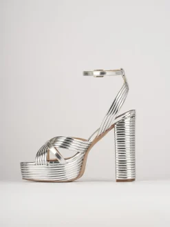 Sandali tacco 11cm pelle argento