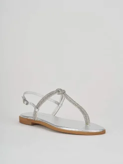Sandali tacco 1cm pelle argento