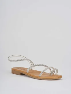 Sandali tacco 1cm pelle argento