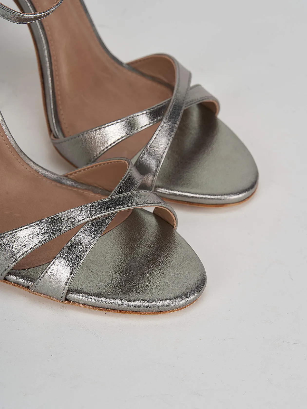 Sandali tacco 11cm pelle argento