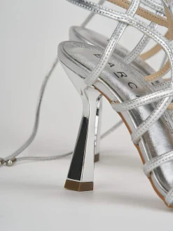Sandali tacco 9cm pelle argento