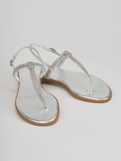 Sandali tacco 1cm pelle argento