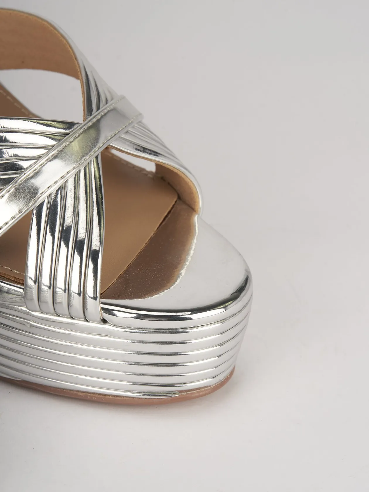 Sandali tacco 11cm pelle argento