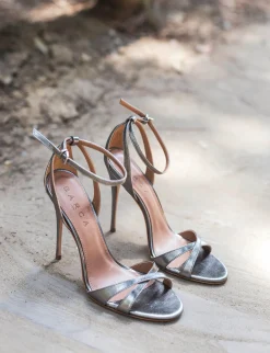 Sandali tacco 11cm pelle argento