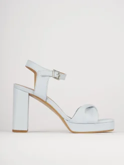 Sandali tacco 9cm pelle azzurro