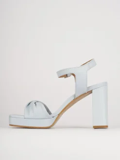 Sandali tacco 9cm pelle azzurro