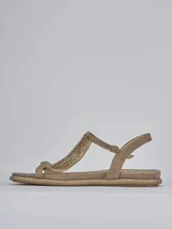 Sandali tacco 1cm pelle beige