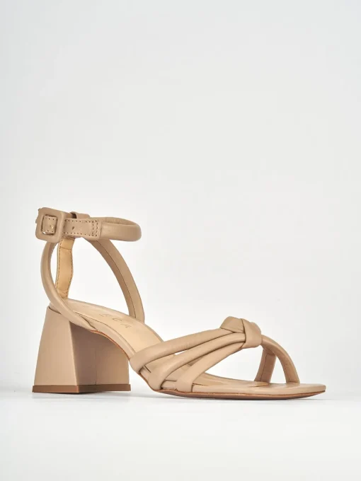 Sandali tacco 6cm pelle beige