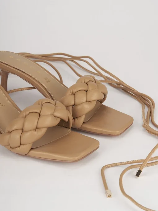 Sandali tacco 5cm pelle beige